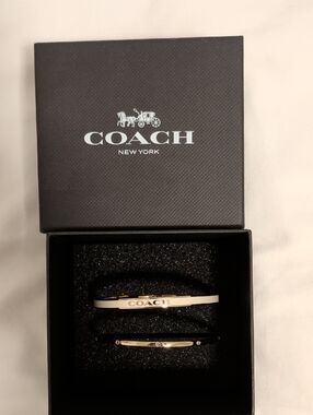 Coach Gold and Black Logo Bangle Set